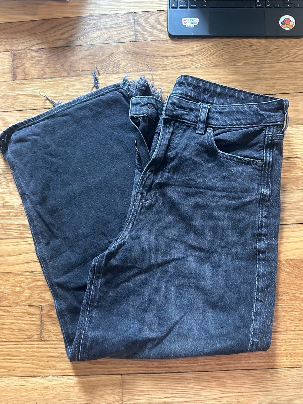 AE Super Strigid High Waisted Baggy Wide Leg Ankle Jean